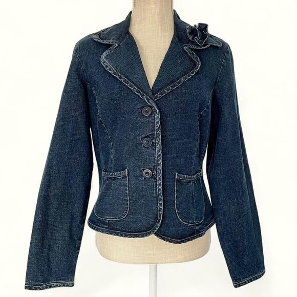 AMI Jackets & Blazers - Y2K AMI Women's Blue and Navy Blouse